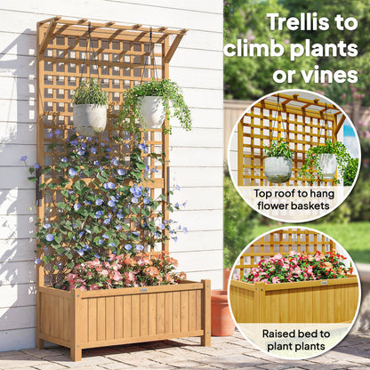 Jardinière surélevée avec treillis pour plantes grimpantes — jaune