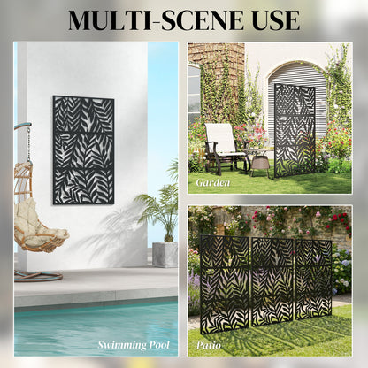 Outsunny 183x96cm Metal Outdoor Privacy Screen - Black
