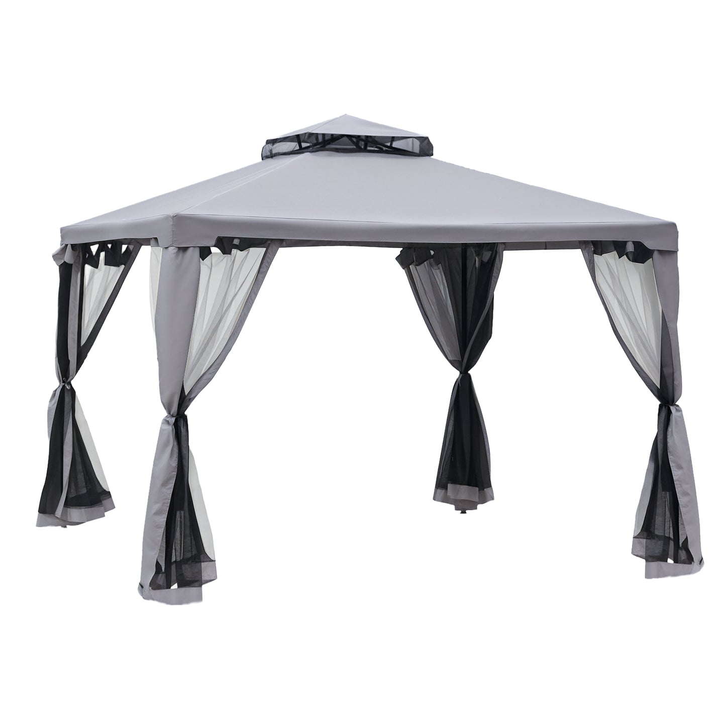 Gazebo patio toit double moustiquaire 2,9m x 2,9m