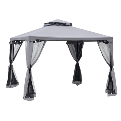 Gazebo patio toit double moustiquaire 2,9m x 2,9m
