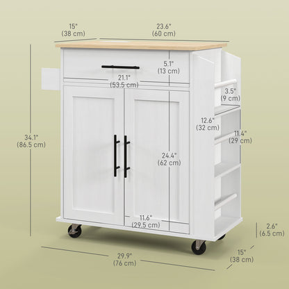 Îlot de cuisine mobile avec prises électriques et rangement