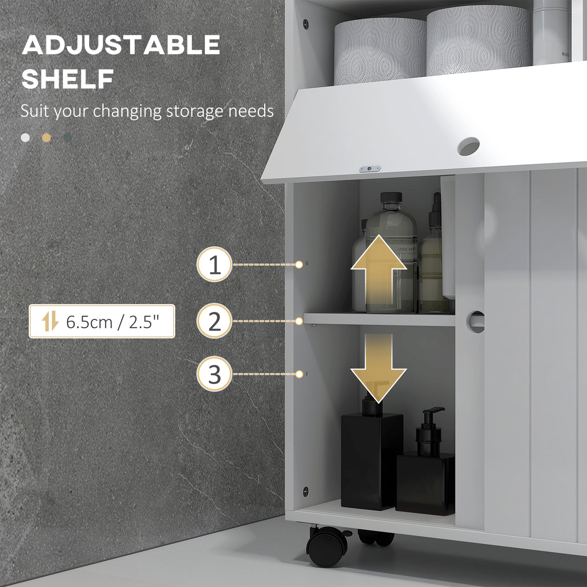 Meuble de rangement pour salle de bains mince sur roulettes