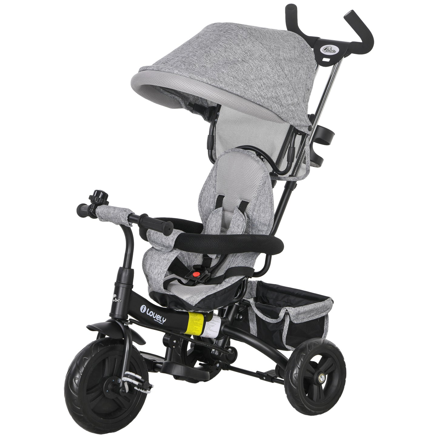 Tricycle 6-en-1 pour tout-petits avec panier et harnais