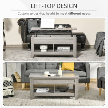 Table à café avec plateau relevable et rangement caché