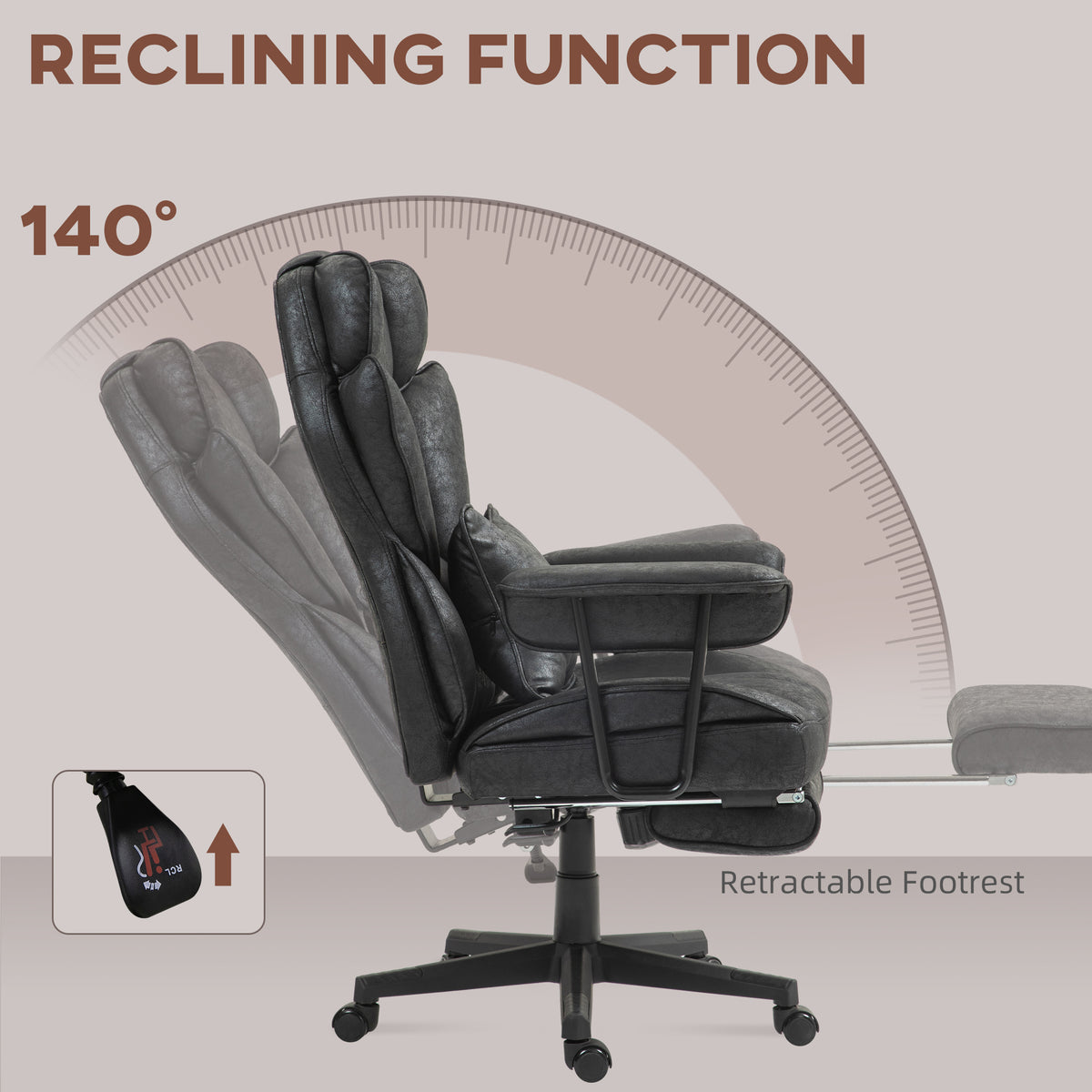 Chaise de bureau ergonomique grand format avec repose-pieds
