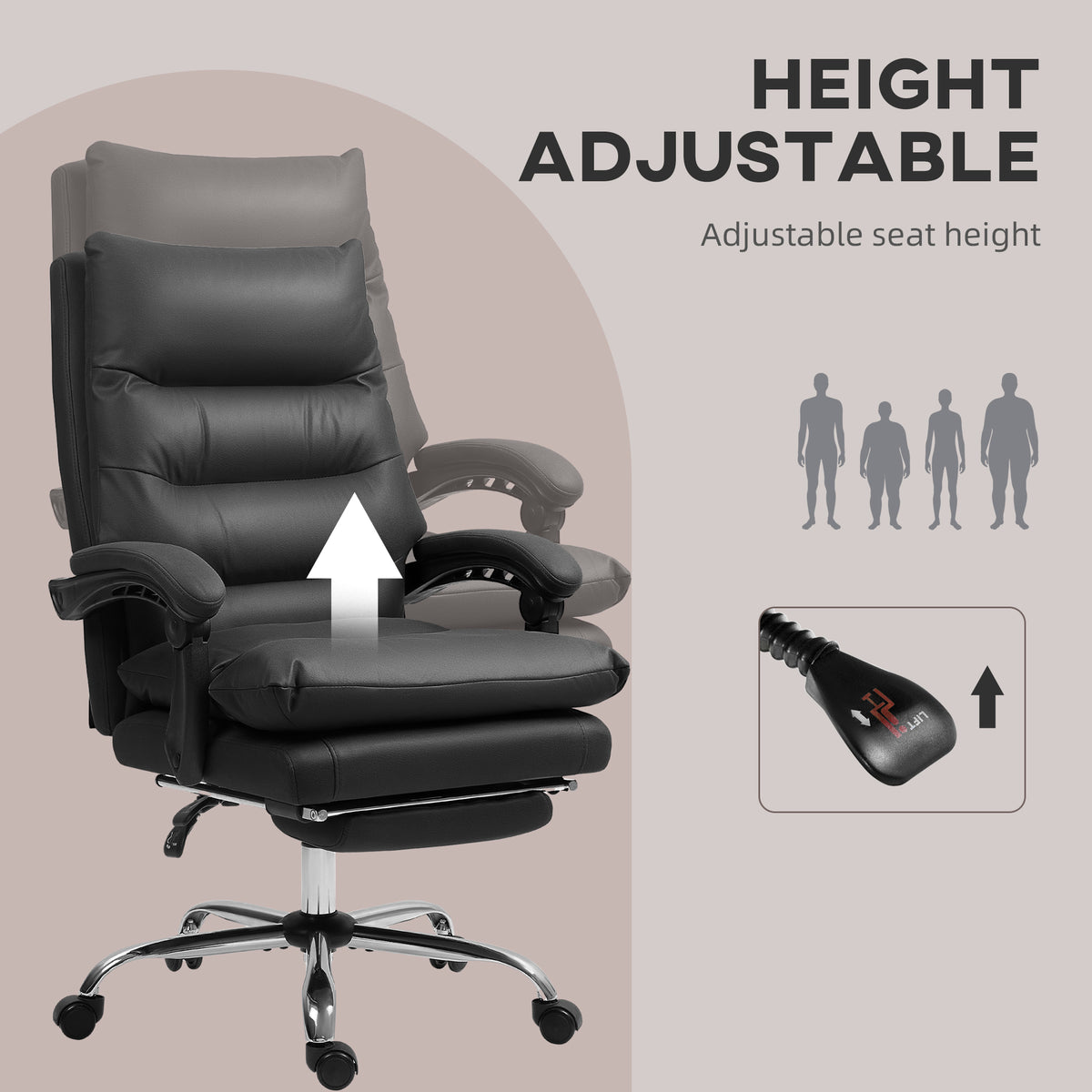 Chaise de bureau massante 6 points avec repose-pieds