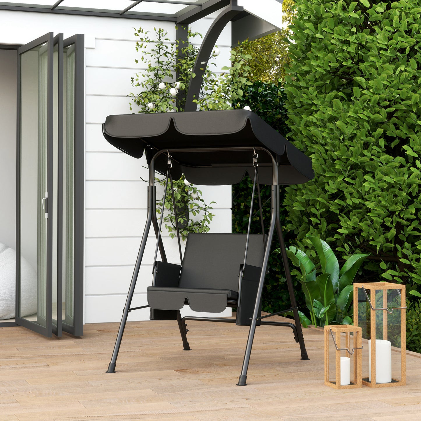 Balançoire de patio 1 place avec auvent ajustable