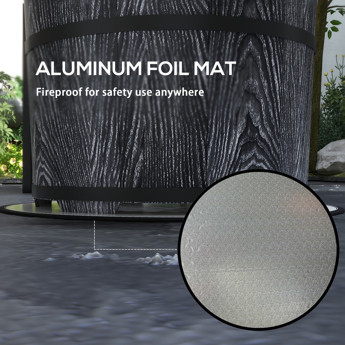 Foyer extérieur sans fumée avec tapis de protection