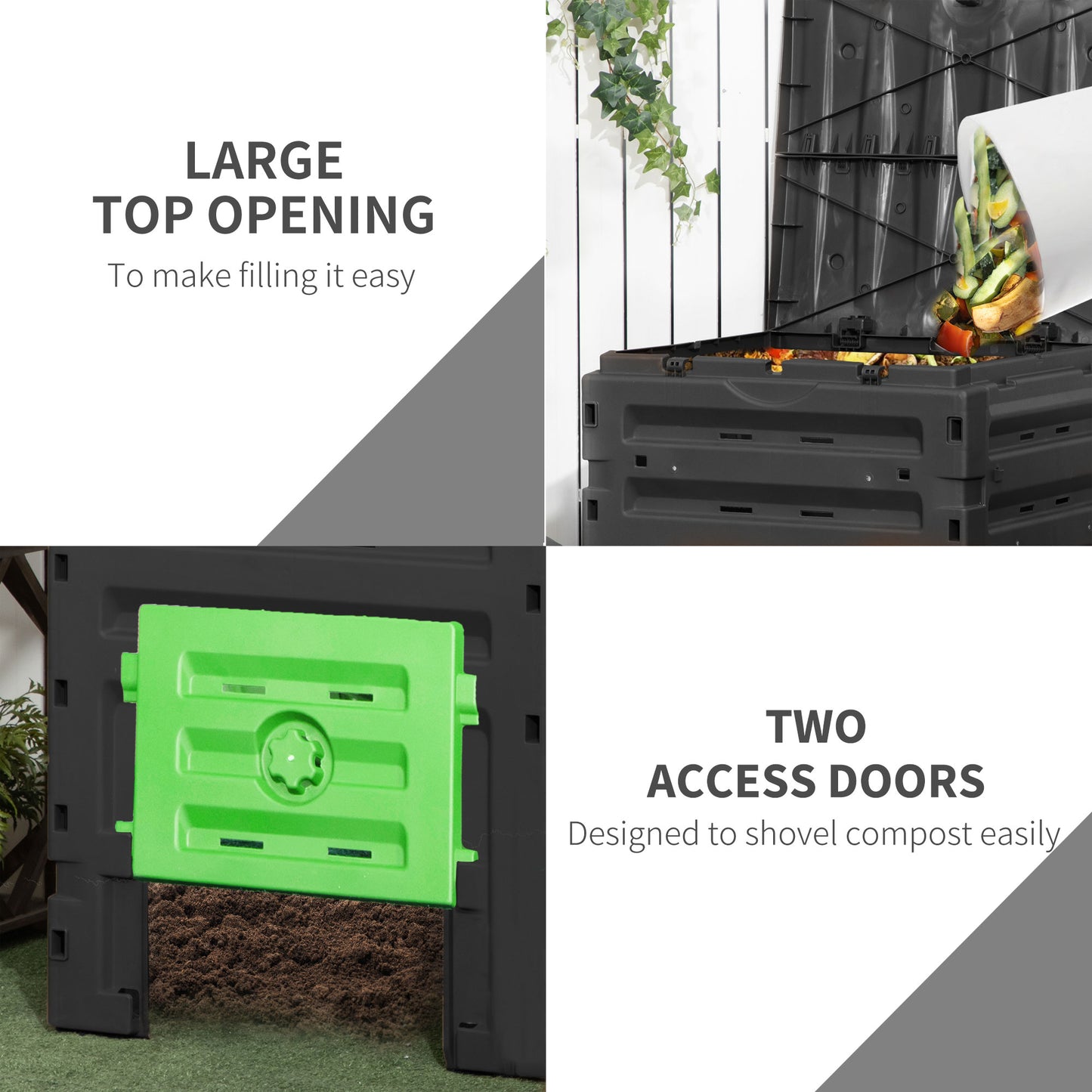Bac à compost extérieur 80 évents 2 portes 450 L