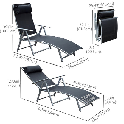 Chaise longue pliante réglable en acier — 7 positions
