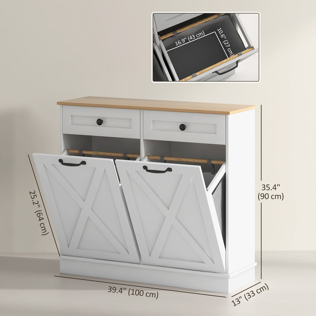 Meuble de buanderie basculant avec tiroirs