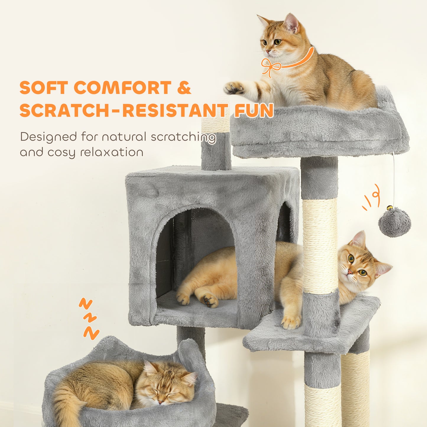 Arbre à chat multi-niveaux 192 cm avec 8 griffoirs