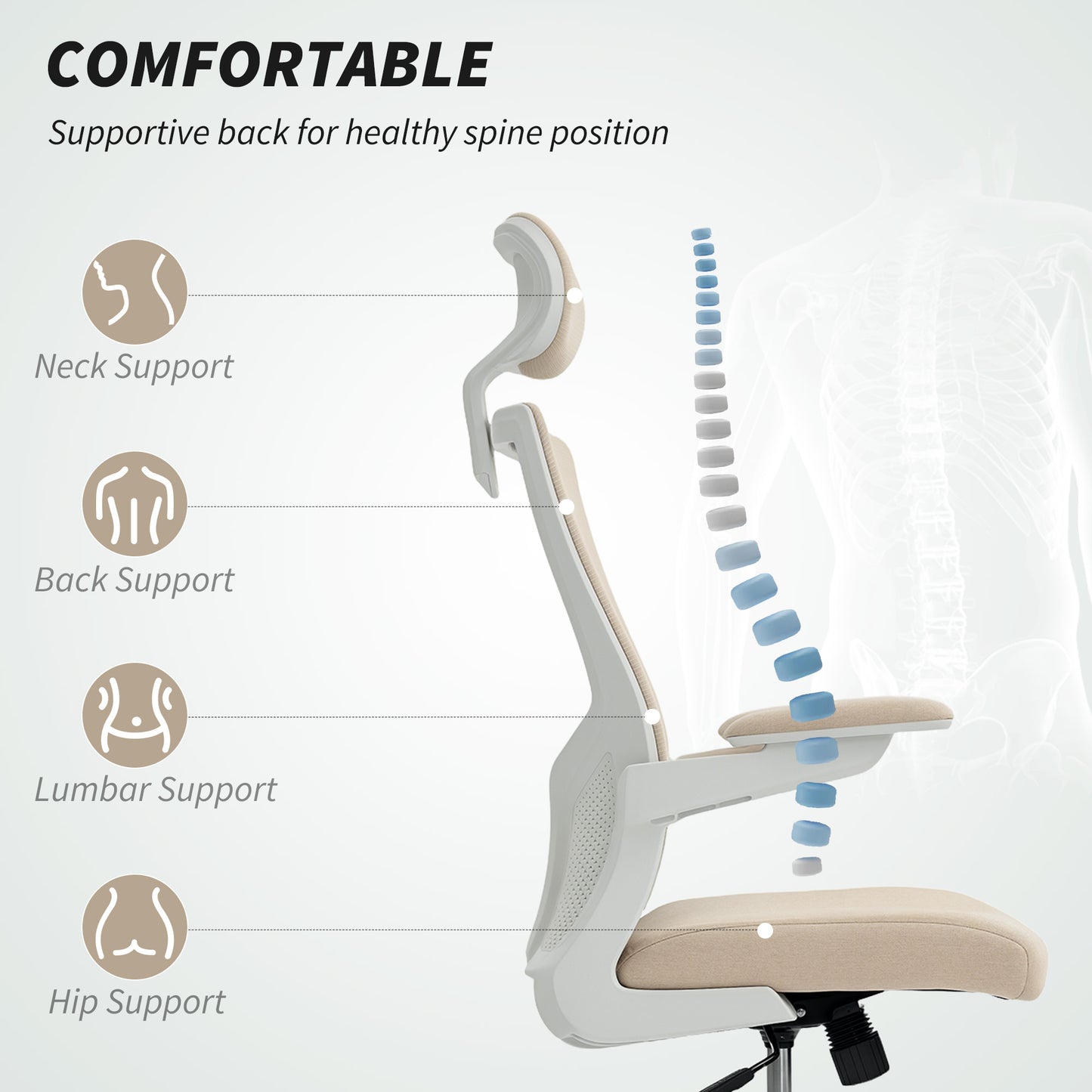 Chaise de bureau ergonomique avec support lombaire réglable