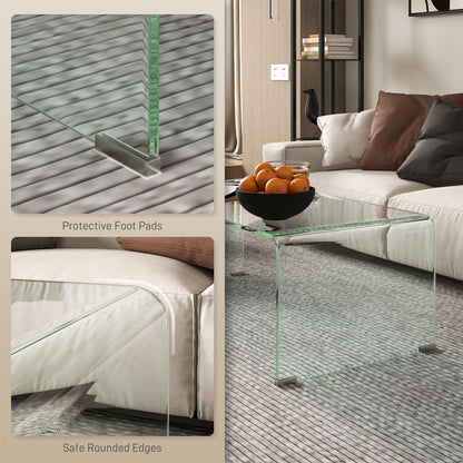 Table basse en verre trempé rectangulaire pour salon