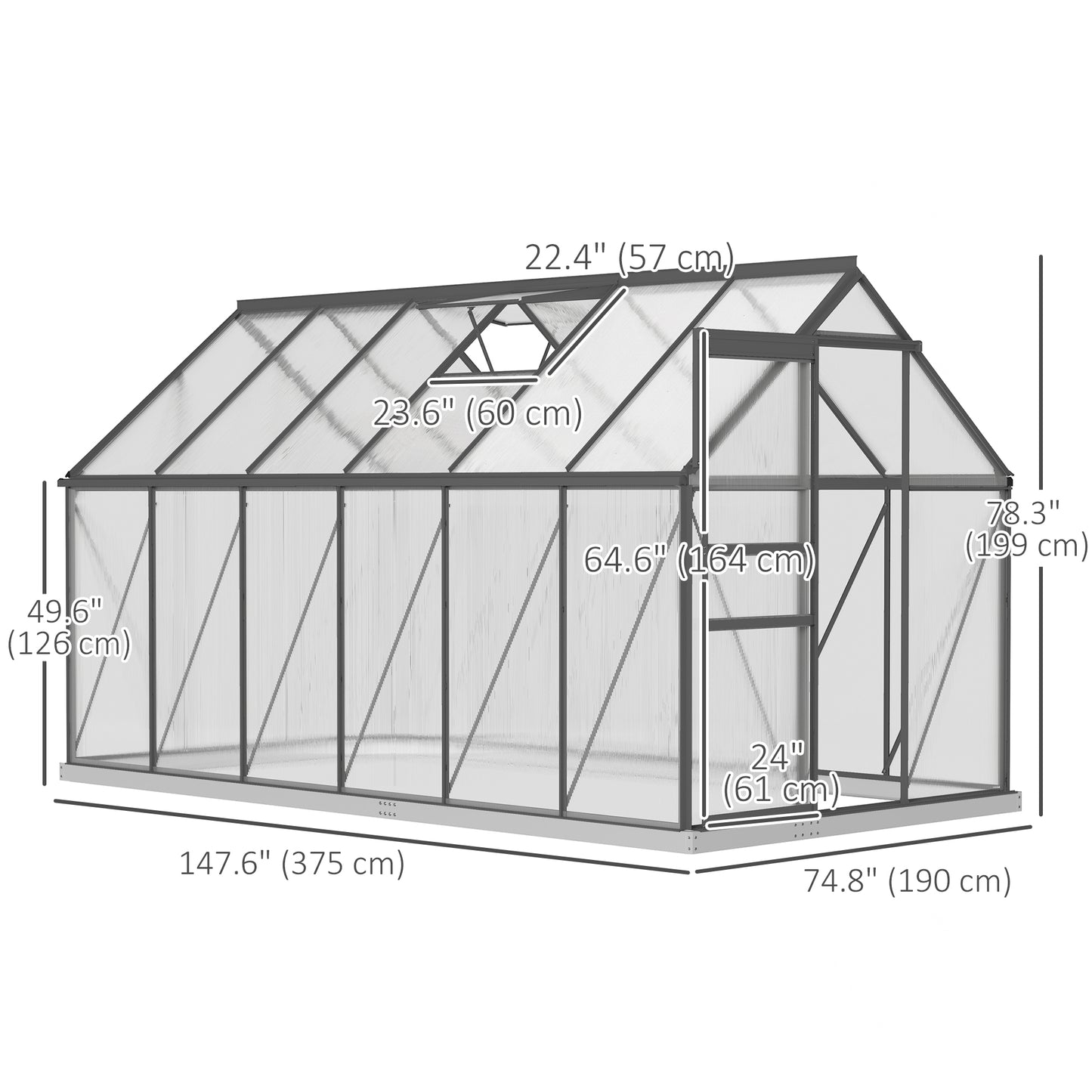 Serre de jardin polycarbonate 183 x 183 x 198 cm