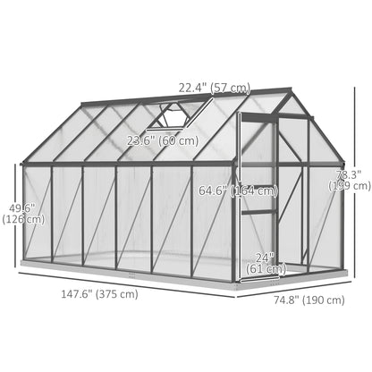 Serre de jardin polycarbonate 183 x 366 x 198 cm