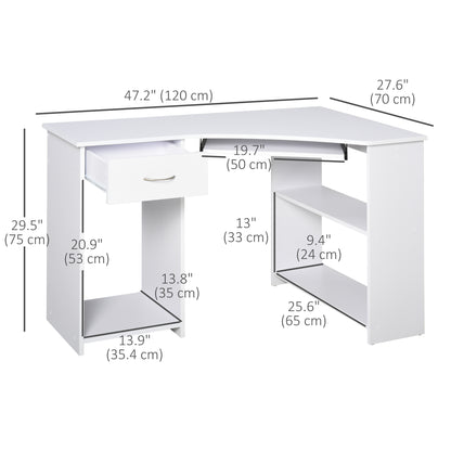 Bureau en L avec tiroir et tablette pour clavier