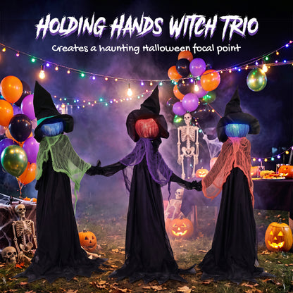 Trio de sorcières lumineuses pour jardin d'Halloween
