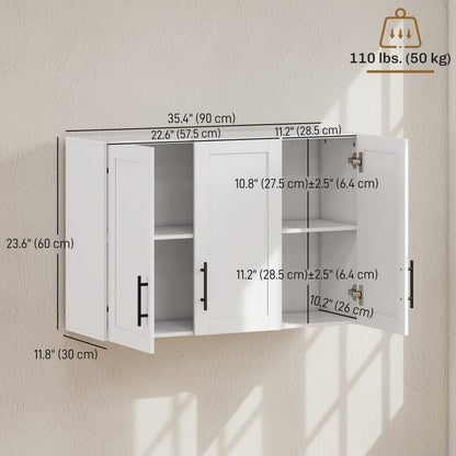 Armoire murale salle de bain 3 portes blanc