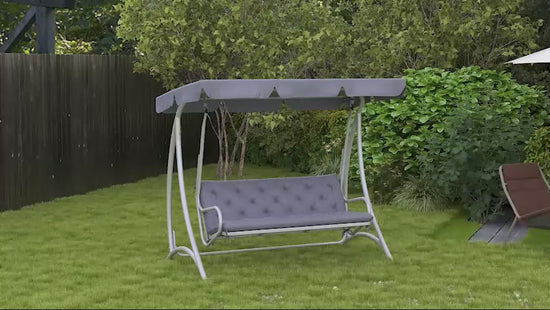 3 Seater Outdoor Seat Pads Bench Swing Chair Replacement Cushions Backrest for Patio Garden, Dark Grey