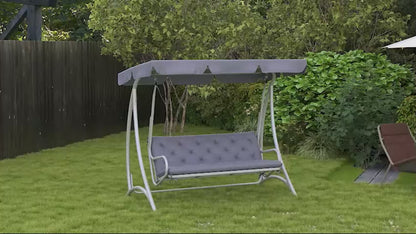 3 Seater Outdoor Seat Pads Bench Swing Chair Replacement Cushions Backrest for Patio Garden, Dark Grey