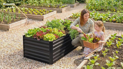 Galvanized Raised Garden Bed, Steel Outdoor Planters with Reinforced Rods, 71" x 35" x 23", Black