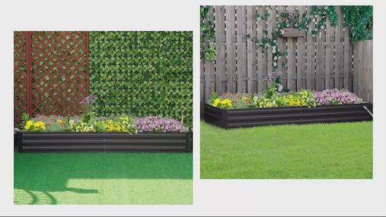 95" x 36" x 12" Galvanized Raised Garden Bed, Metal Elevated Planter Box for Growing Flowers, Herbs, Succulents, Grey