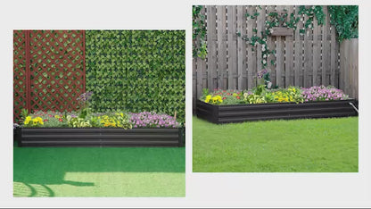 95" x 36" x 12" Galvanized Raised Garden Bed, Metal Elevated Planter Box for Growing Flowers, Herbs, Succulents, Grey