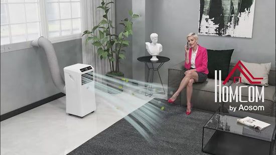 10,000BTU Mobile Portable Air Conditioner with Cooling, Dehumidifier, 2 Speed Fans, 24-Hour Timer for Bedroom, White