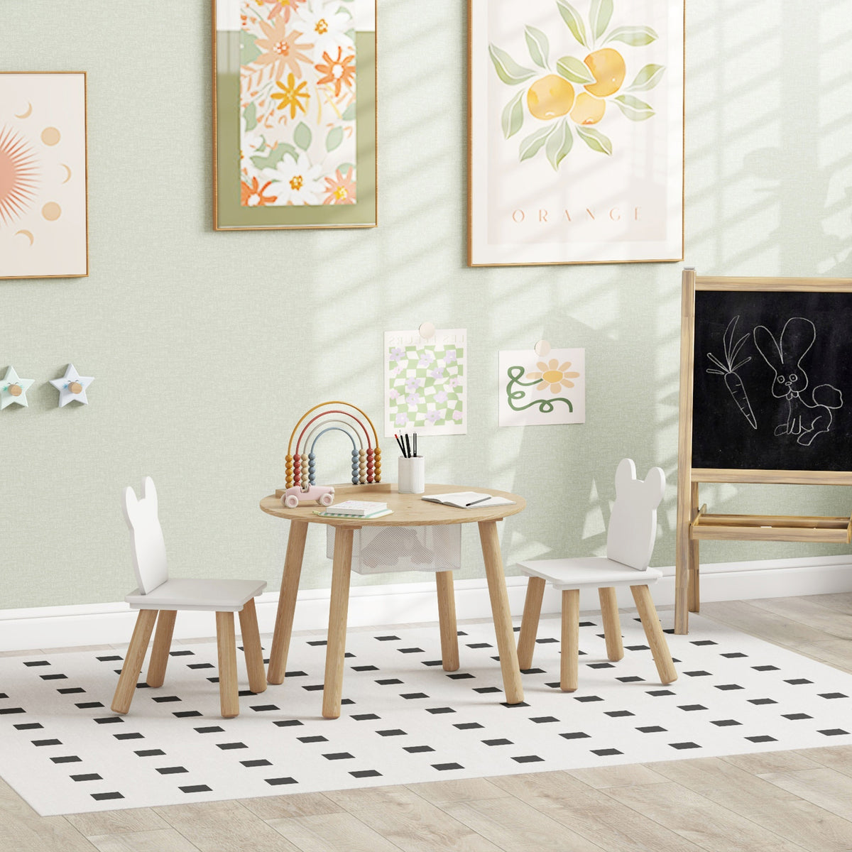 Ensemble table et chaises pour enfants motifs d'ours — Lot de 3