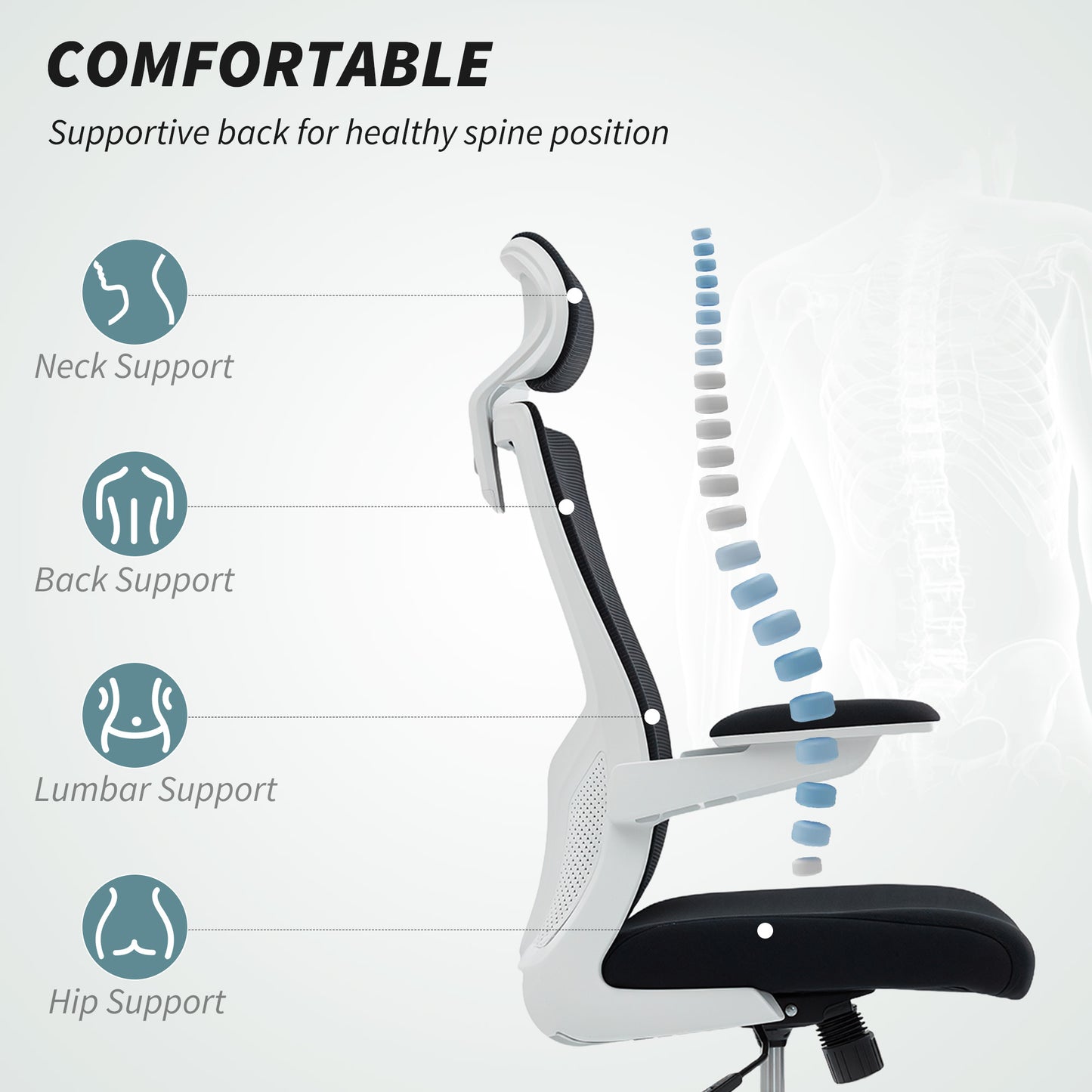Chaise de bureau ergonomique avec support lombaire réglable