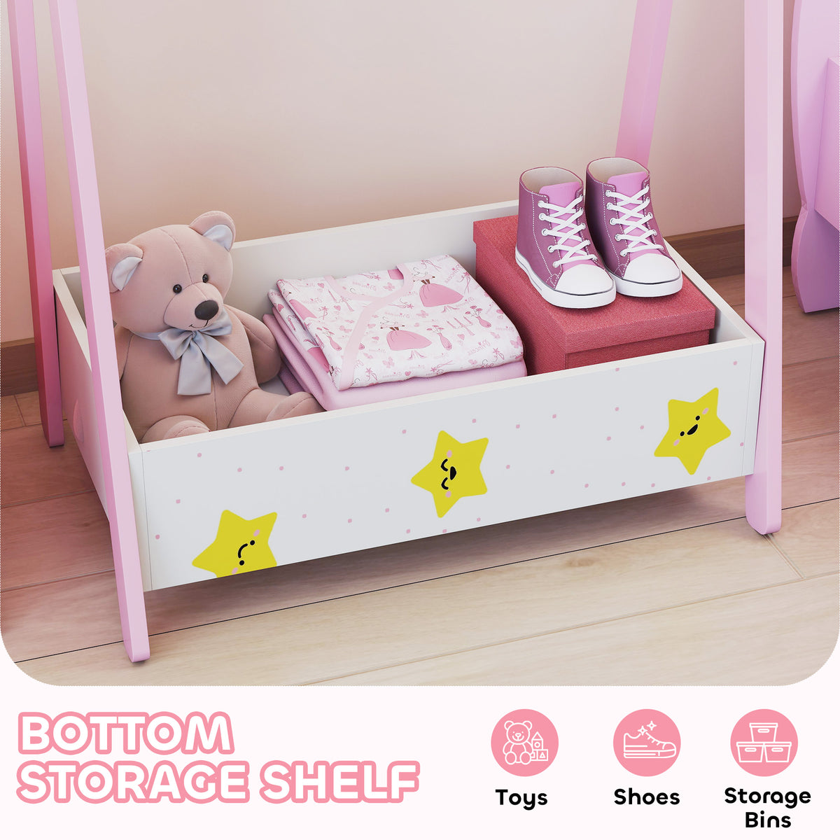 Penderie pour enfants avec étagère de rangement
