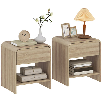 Ensemble de 2 Tables de Nuit Modernes Bois Naturel