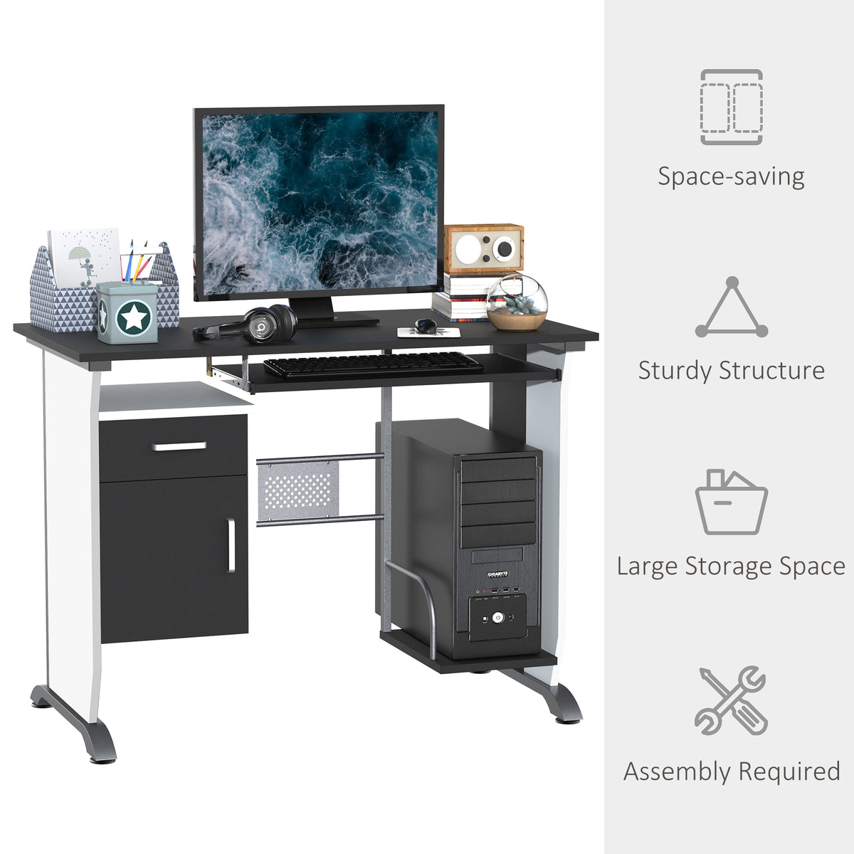 Bureau d'ordinateur moderne avec rangement
