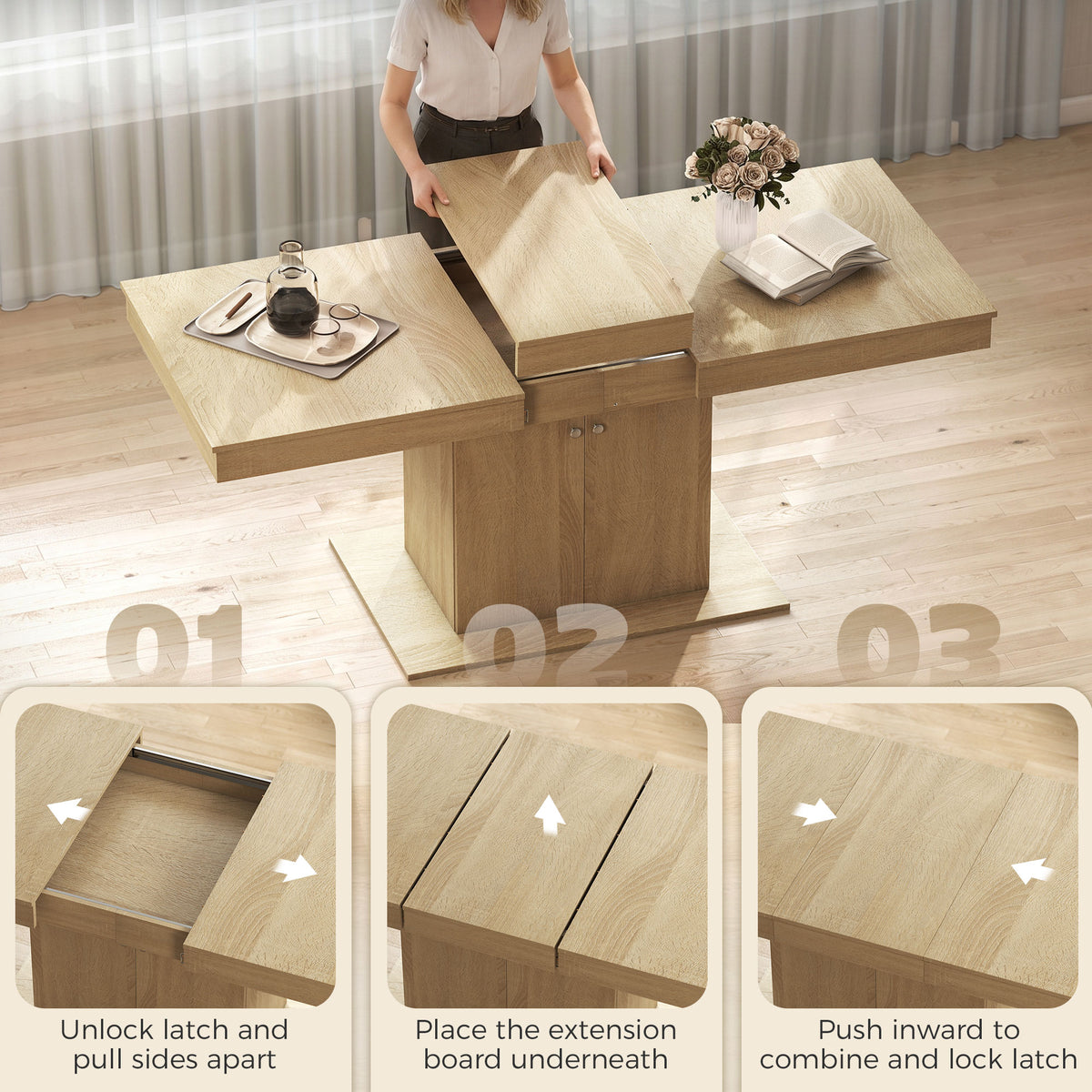 Table à manger extensible avec rangement