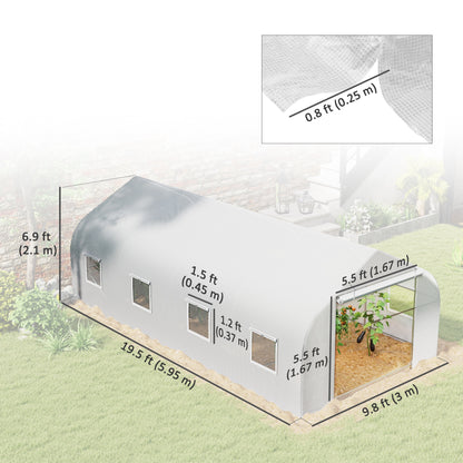 Serre tunnel de jardin 610x305x213cm avec porte zippée