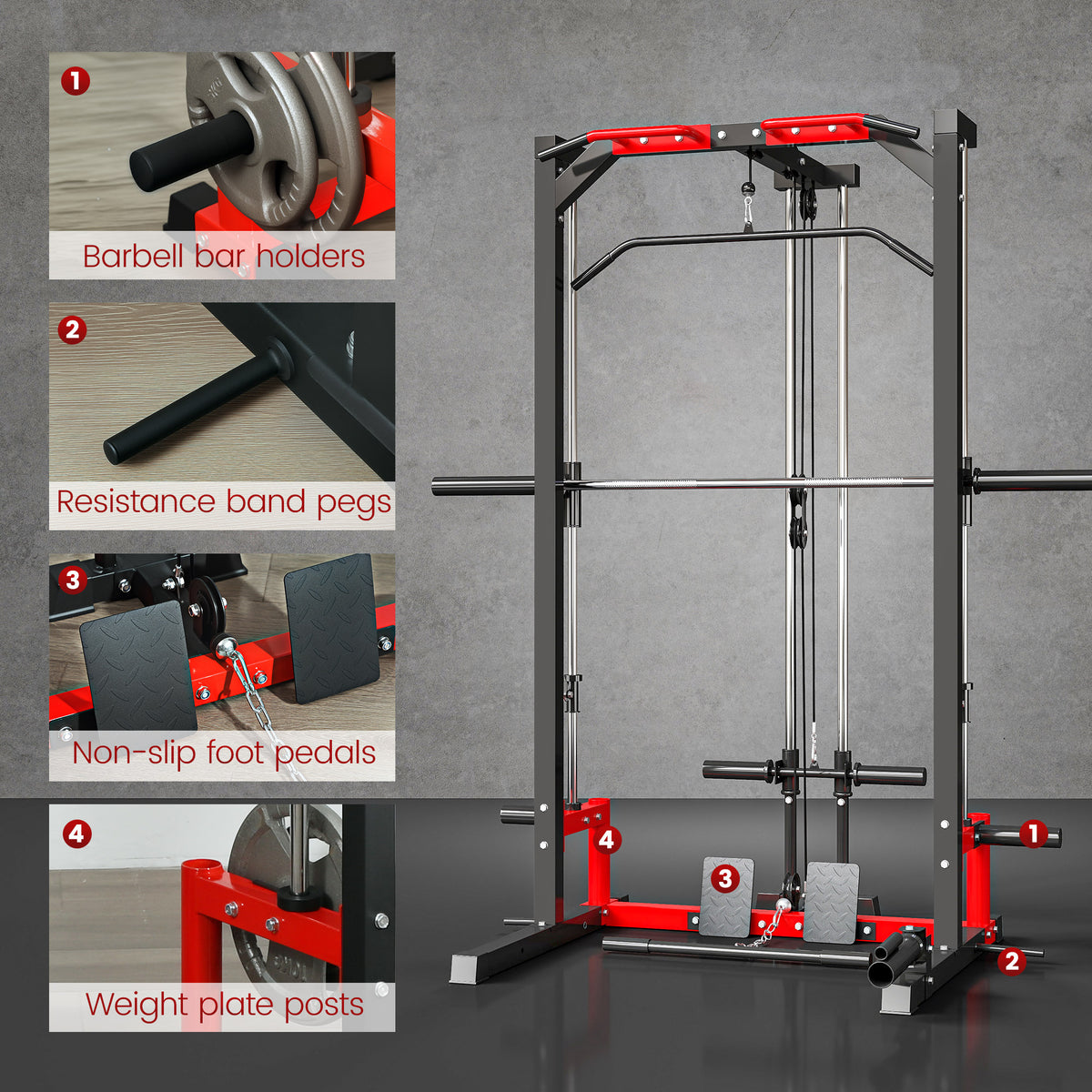 Cage à squat multi-exercices avec barre de traction acier