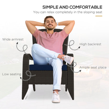 Fauteuil Adirondack rotin extérieur avec coussins