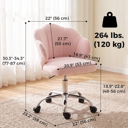 Chaise de bureau pivotante en velours pétale