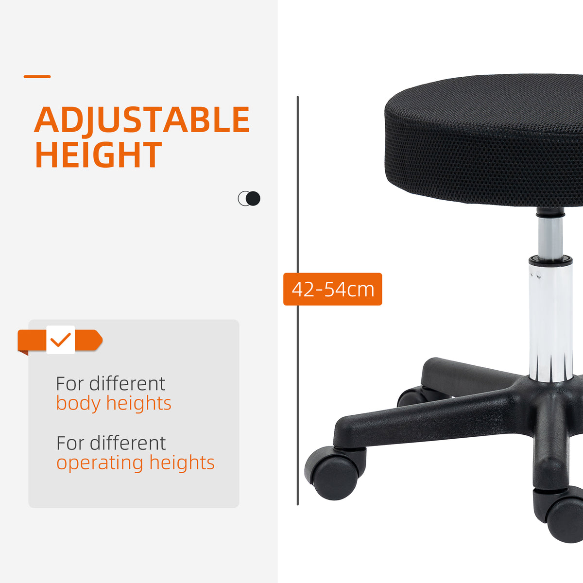Tabouret de salon hydraulique réglable et pivotant — Rouge Blanc