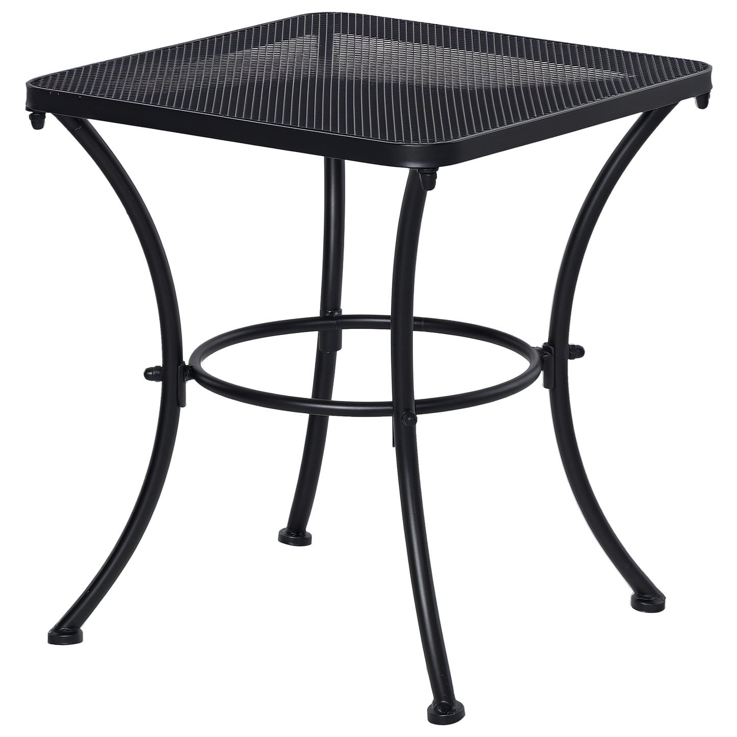 Table d'appoint de patio carrée en métal avec plateau en treillis