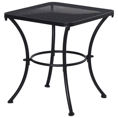 Table d'appoint de patio carrée en métal avec plateau en treillis