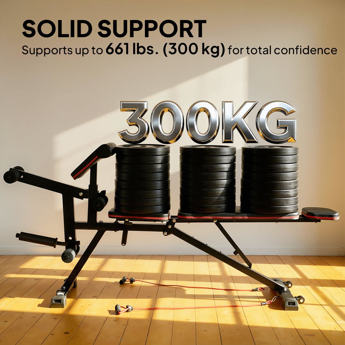 Banc de musculation réglable avec roulettes