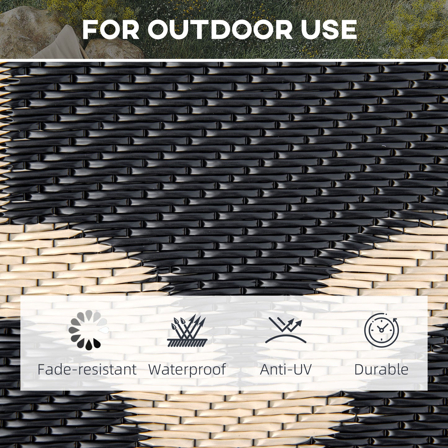 Tapis extérieur réversible 274 x 549 cm — noir