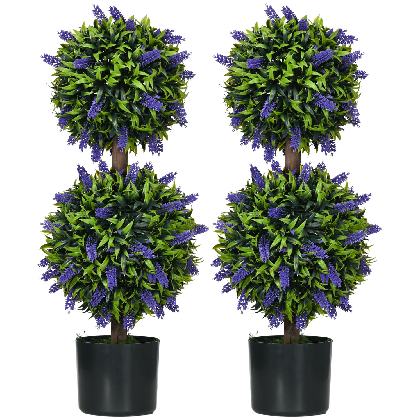 Arbres artificiels lavande ensemble 2 boules fleuries