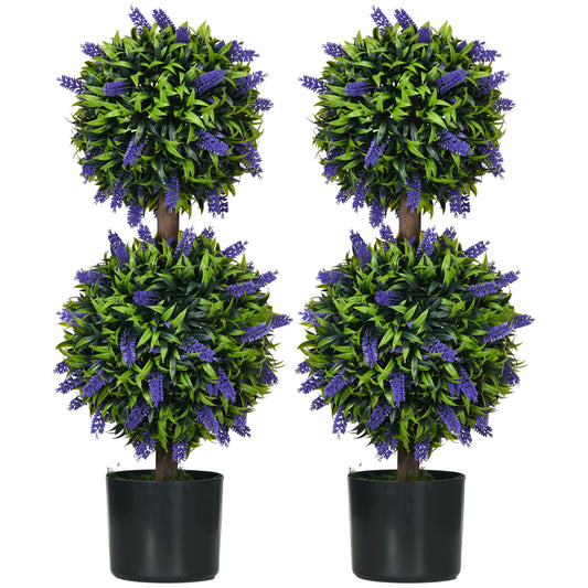 Arbres artificiels lavande ensemble 2 boules fleuries