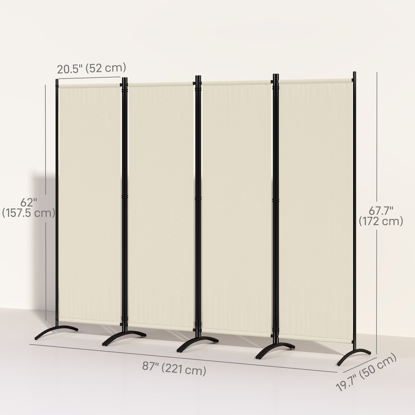 Paravent pliant 4 panneaux polyester