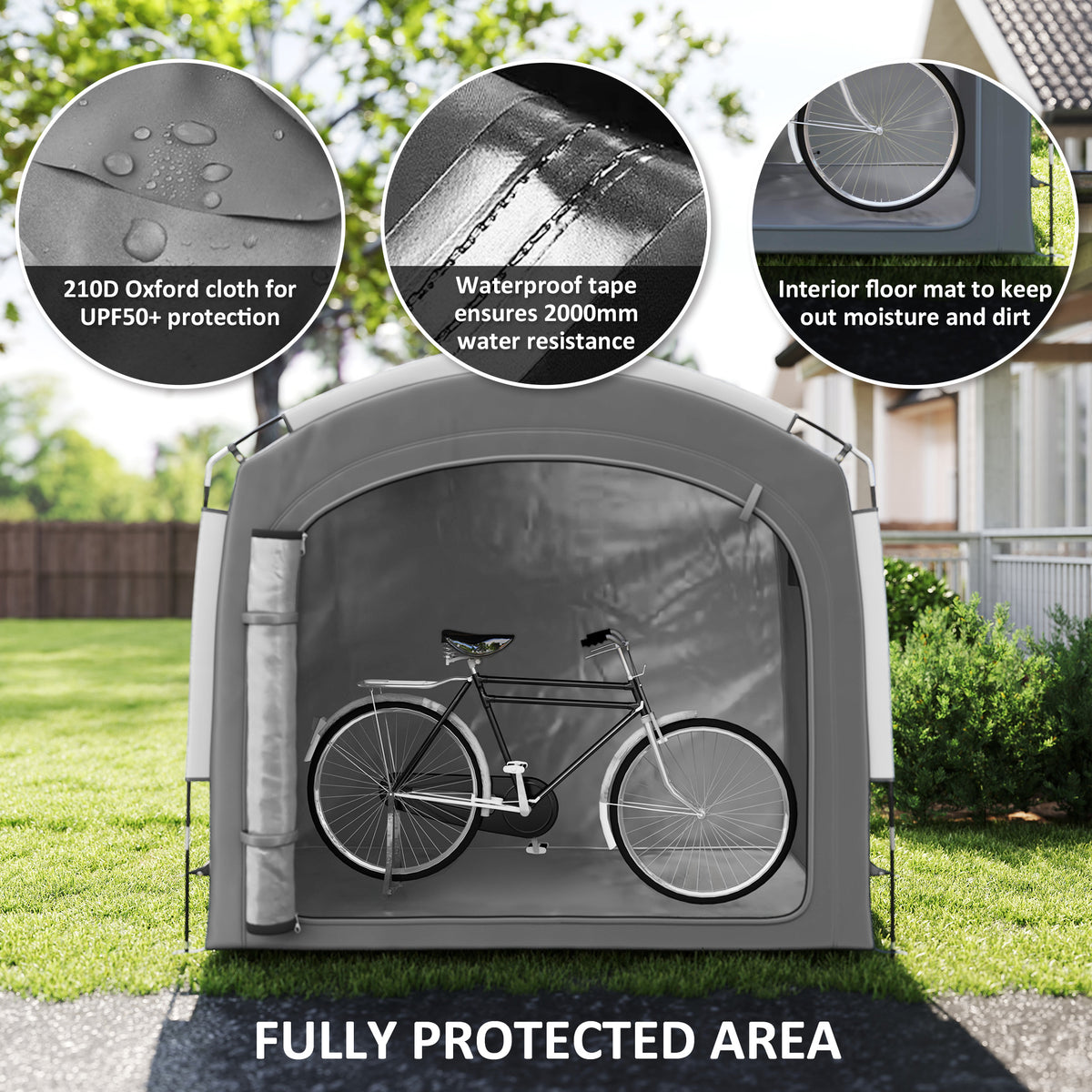 Abri vélo portable imperméable 210D — Gris foncé