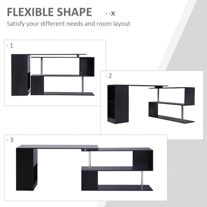 Bureau d'angle rotatif 360° avec étagères 3 niveaux