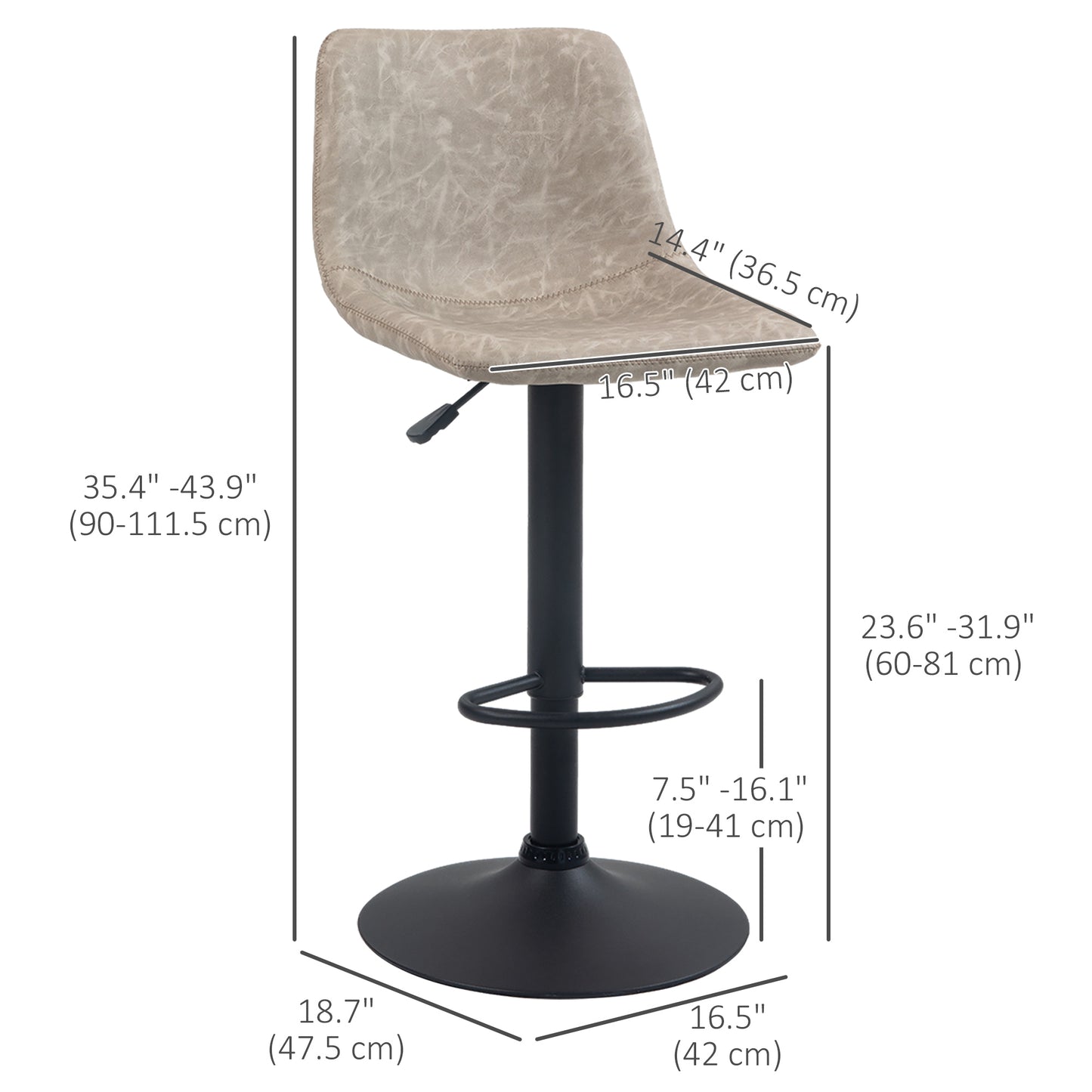 Tabourets de bar ajustables pivotants ensemble de 2